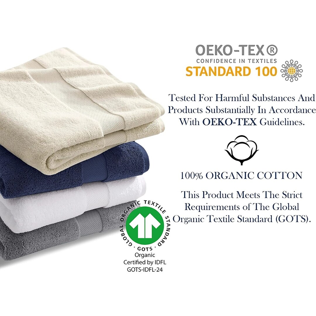 Delara Organic Cotton Luxuriously Plush Bath Towel Pack of 4 GOTS OEKO TEX Certified 650 GSM Long Staple Soft Quick Dry On Sale Bed Bath Beyond 37888605